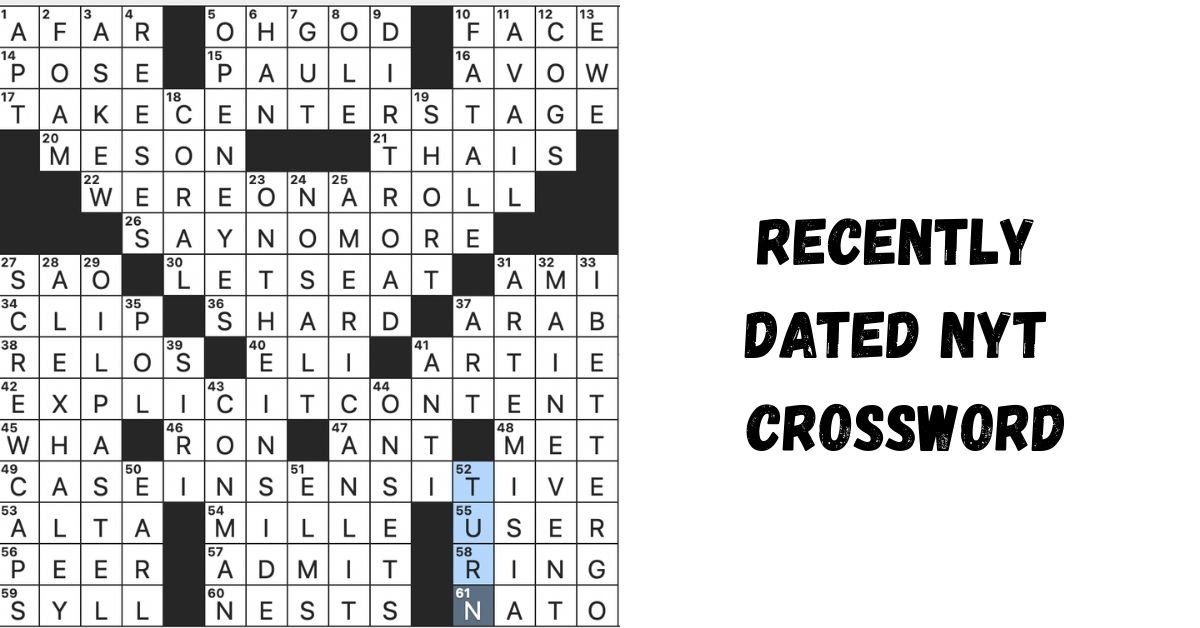 Recently Dated NYT Crossword